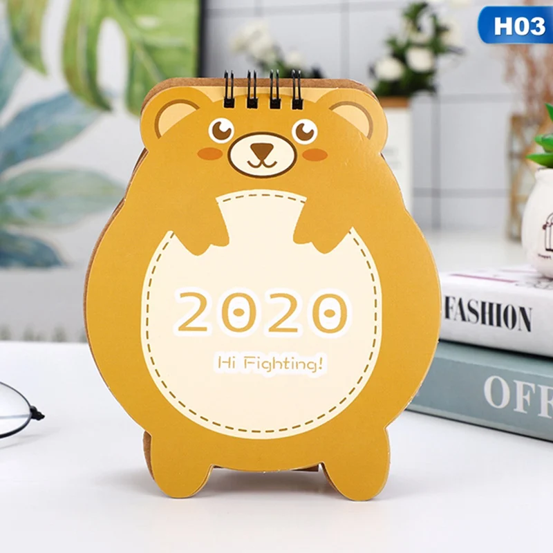 Ручной рисунок свежий мультфильм животное мультфильм настольная бумага календарь двойной ежедневный планировщик стол планировщик годовой Органайзер дня