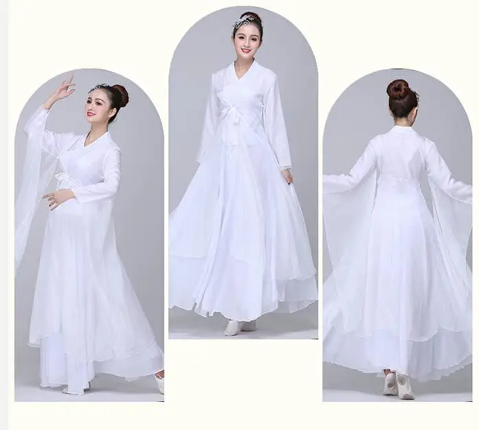 

Classical ancient Dance Costume elegant Chinese wind fairy fresh cool Adult Hanfu Slender Snow-white Good quality beautiful