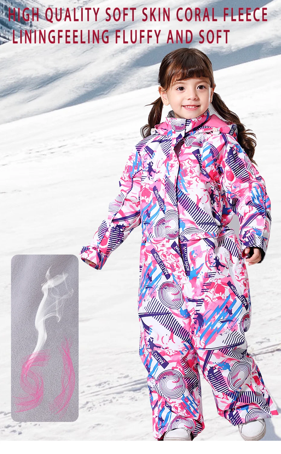 Winter-30 temperature Kids Ski Suit Children Brands Waterproof Warm Girls Snow Jacket Skiing And Snowboarding Jacket Child