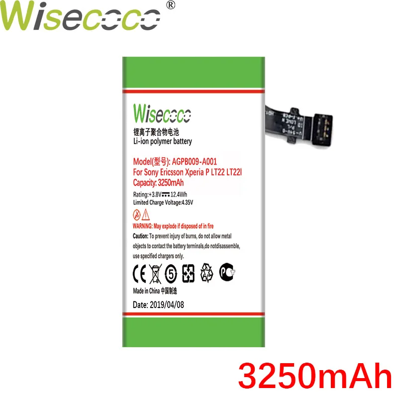 Wisecoco AGPB009-A001 3250 мАч произведенный Сменный аккумулятор для sony Xperia P LT22 LT22I Замена телефона+ номер отслеживания