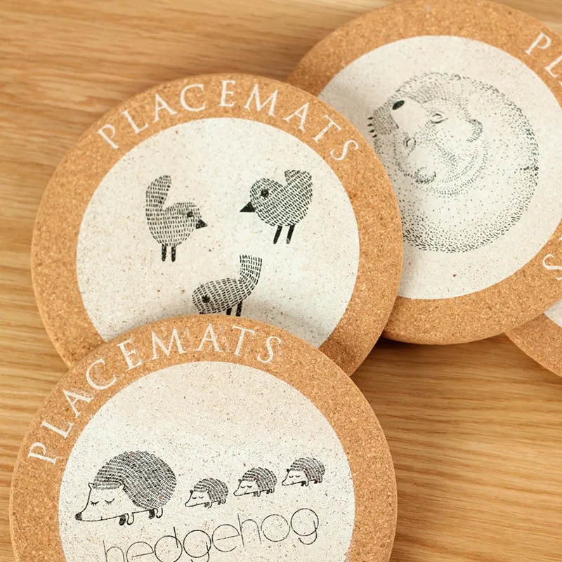 Подставки с мультяшными животными круглая пробка кружка кофейная чашка чайный