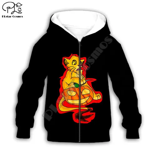 Kids zip hoodies Детский костюм для хеллоуина с изображением короля льва для мальчиков и девочек толстовки с капюшоном с 3d принтом толстовки с длинными рукавами с изображением тыквы и летучей мыши - Цвет: Kids zip hoodies