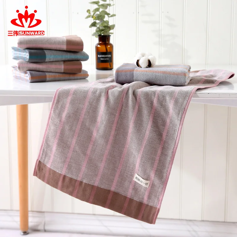 

San wei Double Layer Fabric Japanese-style Stripes Jacquard Pure Cotton Towel Commodity Gauze Towel