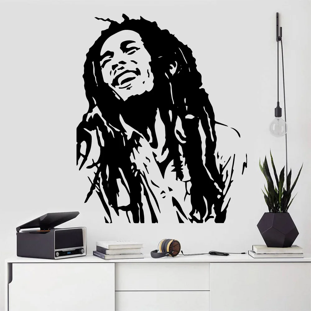 Colorful Soul Music Singer Bob Marley Removable Art Vinyl Wall Stickers For Kids Rooms Waterproof Wall Art Decal