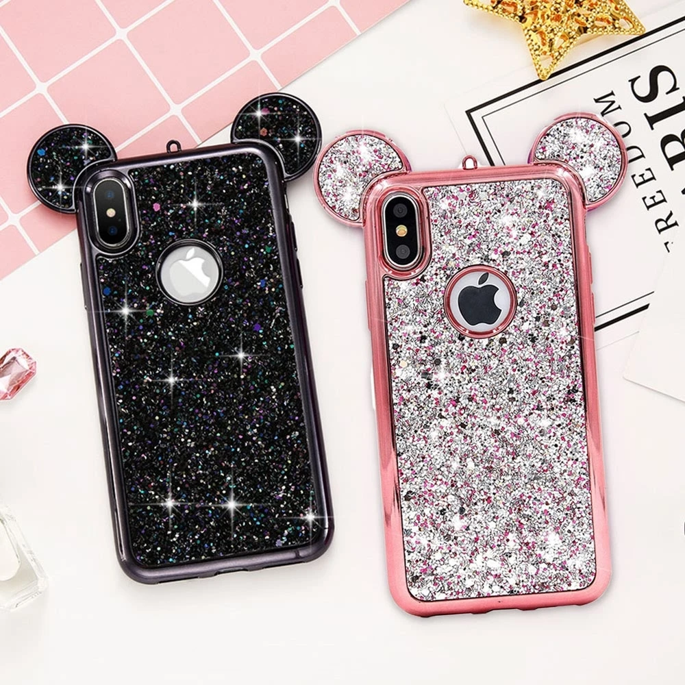 Тонкий чехол для телефона LAPOPNUT блестящий 3D с блестками и бриллиантами IPhone 11 Pro Xs Max