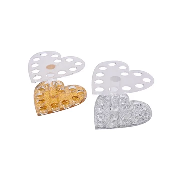 

Nail Art Cosmetic Pen Brush Display Holder Clear Gold Silver Acrylic Nail Eyeliner HeartShape Pen Makeup Brushes Organizer Rack