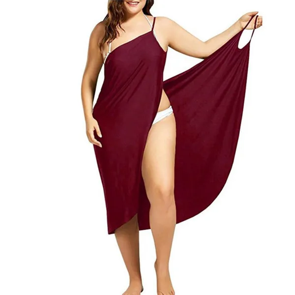 5XL Women Sexy Beach V Neck Sling Dress 2020 Summer Towel Backless Swimwear Cover Up Wrap