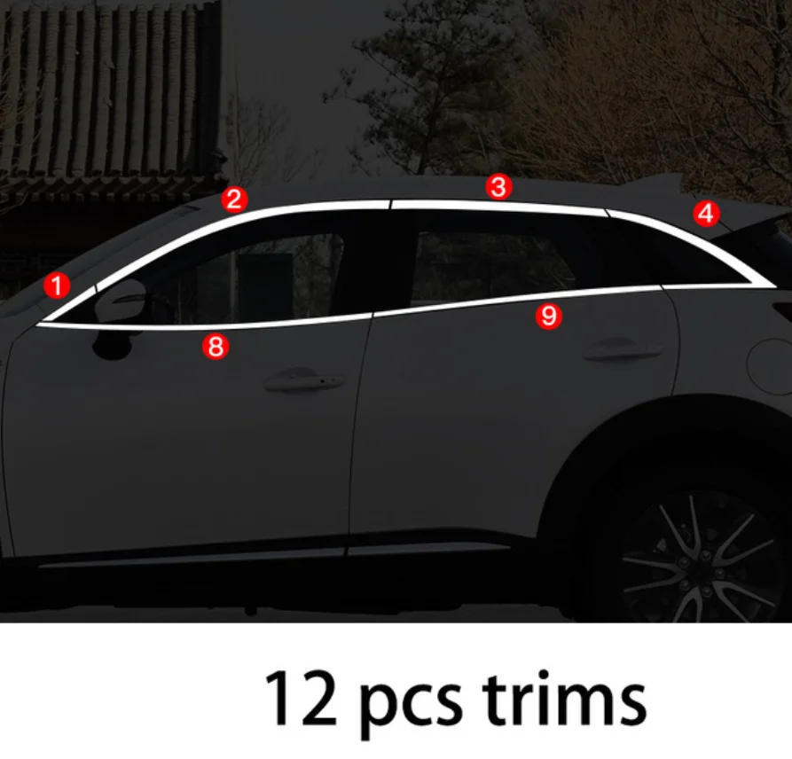 Нержавеющая сталь окна автомобиля Планки для mazda CX-3 - Цвет: 12 pcs trims