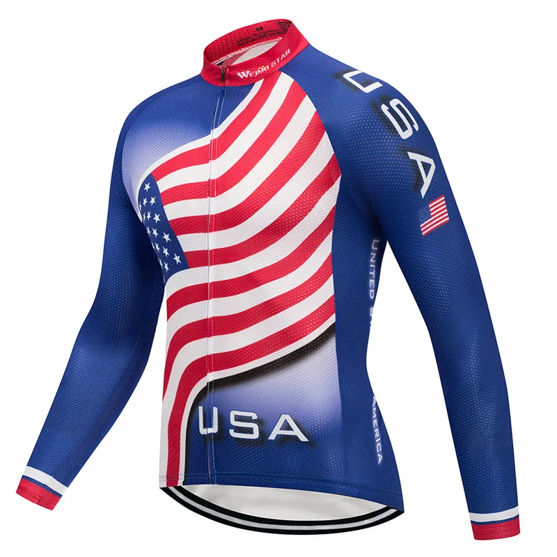 Weimostar Autumn USA Cycling Jersey Long Sleeve Men MTB Bike Clothing Spring Bicycle Clothes Team Sports Cycling Shirt Tops - Цвет: Color 5