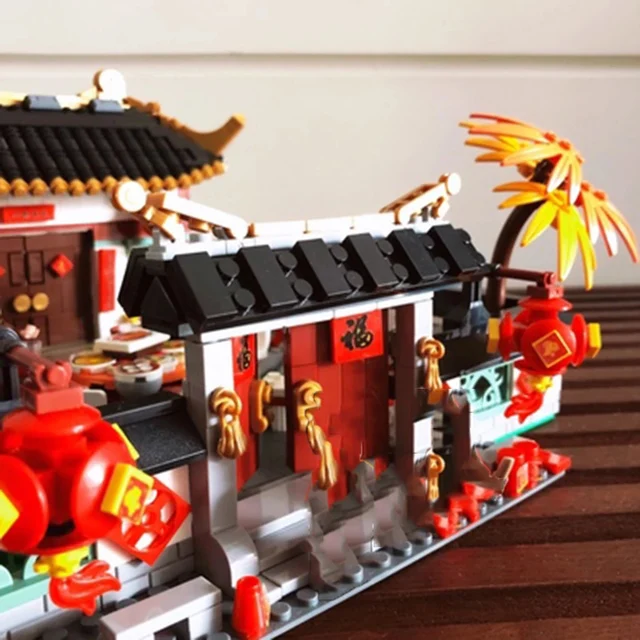 Building Blocks Chinese New Year Fun christmas Eve Model Kit Children Educational Diy Assembly Bricks Kids
