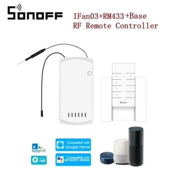 

SONOFF IFan03 AC100-240V 50/60Hz WiFi Ceiling Fan And Light Controller with RM433 RF Remote Controller and Base