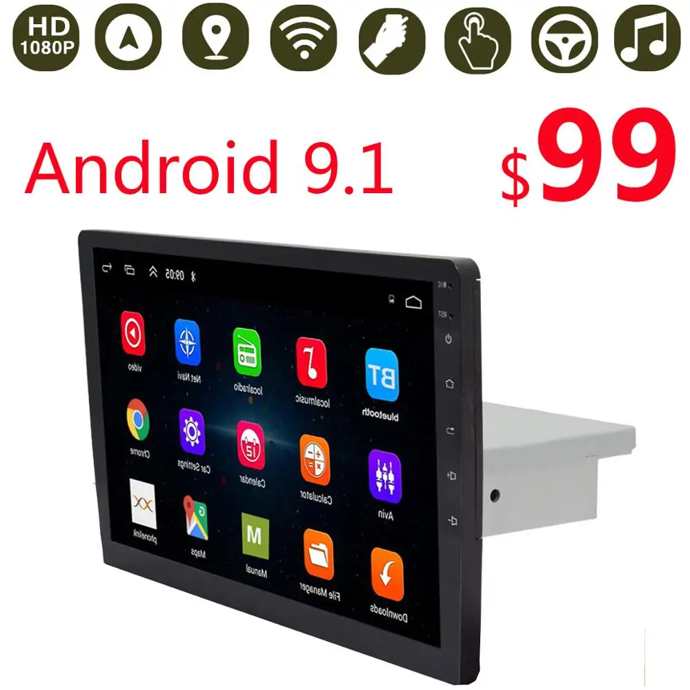 Мультимедийное Радио 1 Din Android 9 2 + 16/32 ГБ 9/10 дюйм GPS Navi Wi Fi сенсорный экран BT FM аудио