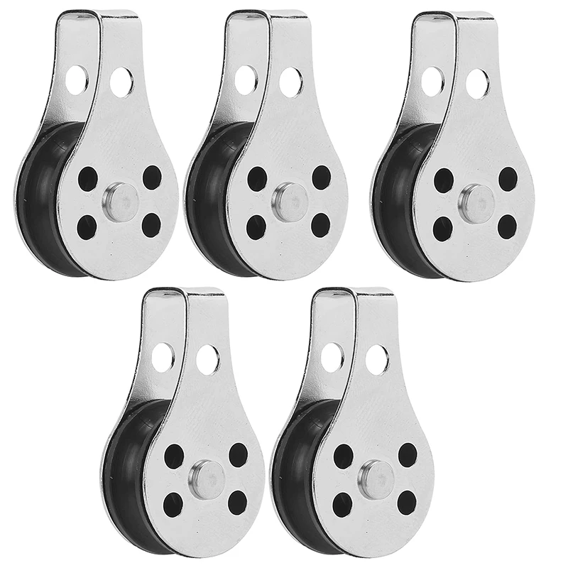 Top! 5Pcs Marine Boat Pulley Blocks Stainless Steel Block Tackle Pulley