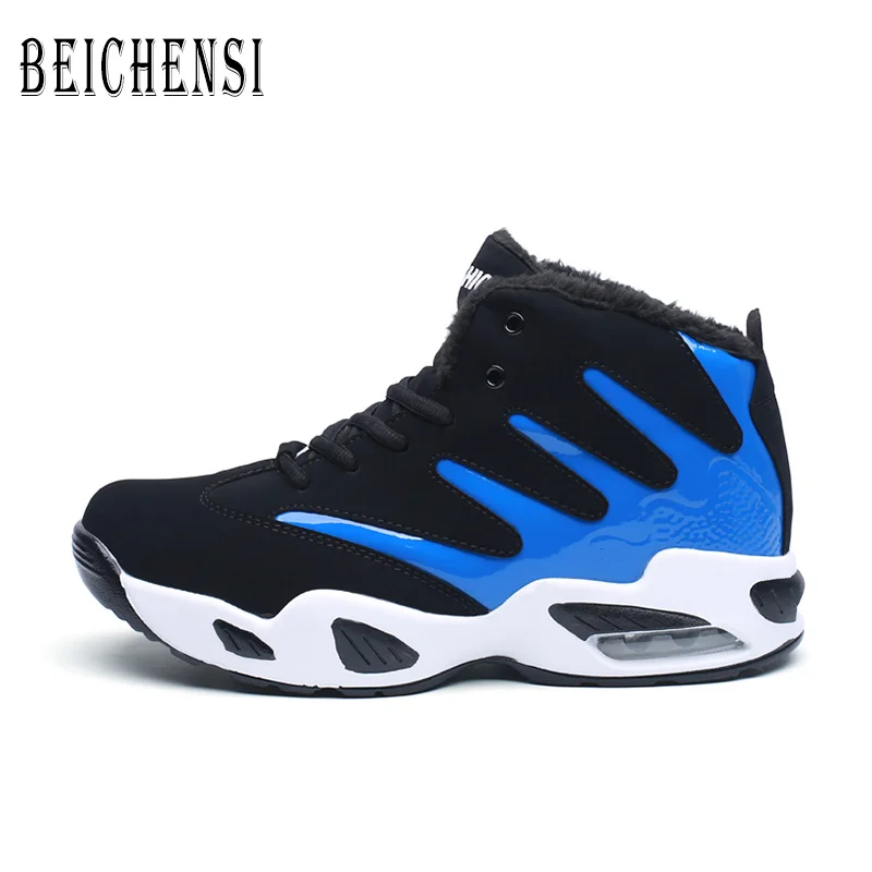 Black blue Высокие хлопчатобумажные баскетбольные кроссовки, спортивная обувь, Мужская дышащая спортивная обувь, нескользящая обувь для бега для женщин, обувь для пар - Цвет: Black blue