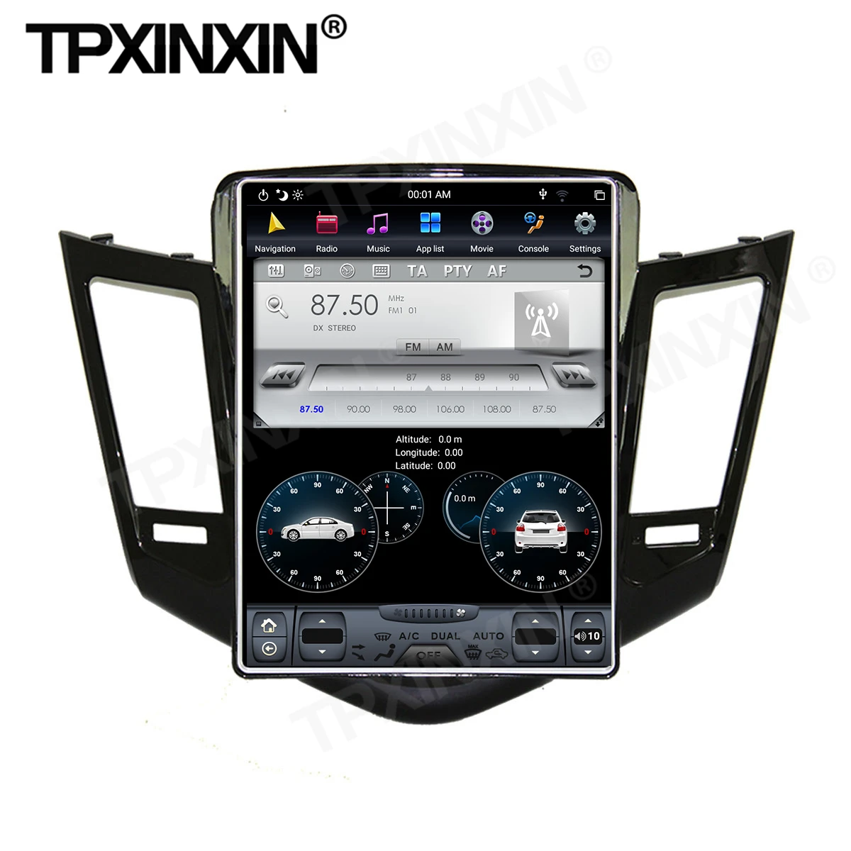 128G Tesla Screen Carplay Android 9 Car Radio 2 Din Stereo Receiver For Chevrolet Cruze 2009 2010 2011 2012 2013 GPS Audio Unit