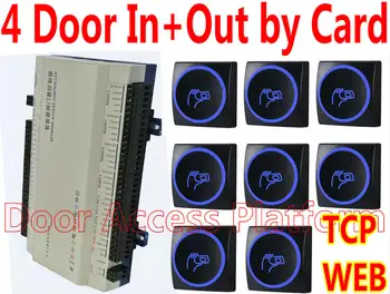 

4 Door Webserver+TCP/IP Enter+Exit all via RFID Card Access Controller panel+8 pcs RFID readers 125KHz Pro-ximity Card readers