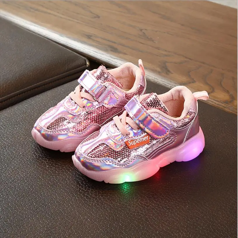 

Kids Toddler Shoes Led Glowing Sneakers With Light Children Running Shoes Hook Loop Fashion Luminous Sport Shoes For Girls Boys