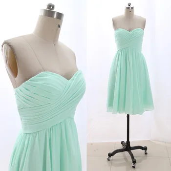 

MACloth Mint Short Strapless Knee-Length Midi Chiffon Prom Dresses Dress M 266054 Clearance