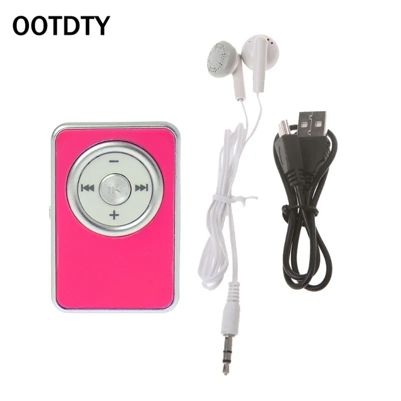 Розовый Мини-клип музыкальный медиа mp3-плеер Поддержка TF Micro SD карта с наушником USB кабель - Цвет: Розовый