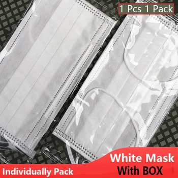 

Individual White Disposable Mask 3 layer Protective Mouth Face Mask Breathable Anti Dust Mask Masque flu Filter White masks girl