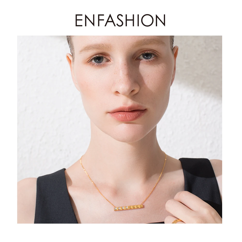 ENFASHION, ожерелье-чокер в стиле панк с кристаллами и пирамидой, женское золотистое ожерелье с подвеской из нержавеющей стали, s Femme, модное ювелирное изделие P193036