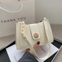 Crocodile Pattern Baguette Handbag for Women 2020 Candy Color Chain Ladies Small Shoulder Bags Fashion Design Leather Armpit Bag