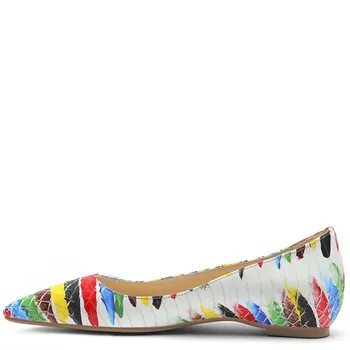 

YECHNE Snake Skin Pattern Women's Platform Shoes Pointed Toe Flats Fashion Spring Autumn White Platform Ballet Shoe Plus Size