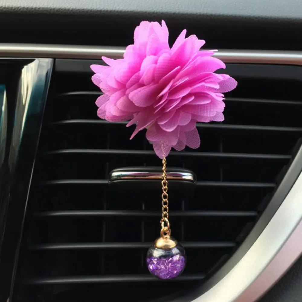 Air Outlet Perfume Clip Auto Perfume Clip Universal Car Perfume Clip Ornament Aromatherapy Freshener Diffuser Camellia Portable - Название цвета: Purple