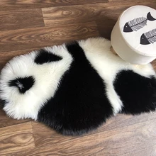 Милый коврик с изображением панды коврик ковер с длинным ворсом плотная пышная Спальня игровые коврики детские игрушки коврик дома Украшения в спальню черно-белый коврик с изображением панды подарок