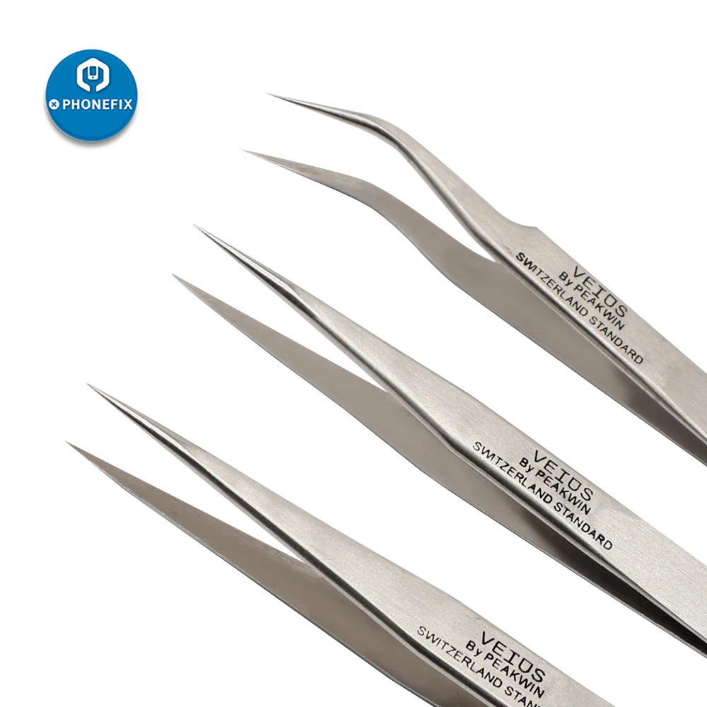 Precision Tweezers Tweezer Tool ESD Anti Static Tweezers Soldering Tweezers Stainless Steel Curved Tweezers For PCB Repair