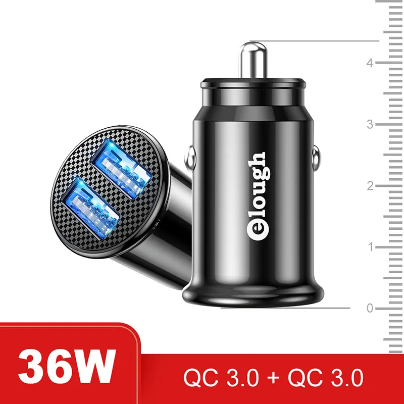 Elough Dual USB Car Charger Quick Charge 3.0 QC3.0 Fast Charging PD 40W Type C Car Charger For iPhone Xiaomi Huawei Mobile Phone usb c car charger Car Chargers