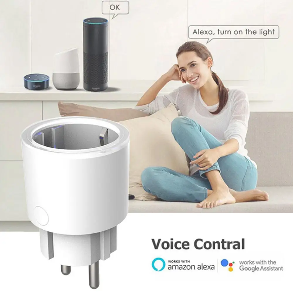 Teekar DS-201 1/2/4 шт. Wi-Fi Smart Plug умная розетка 10A Tuya Smart life дистанционного Управление ЕС Стандартный работать с Alexa Google Home