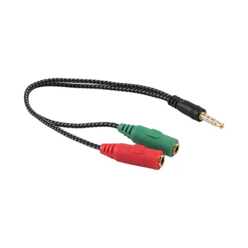 

2 In 1 Cable Adapter Splitter 3.5mm Audio Earphone Headset To 2 Female Jack Headphone Mic Audio Cable For PC