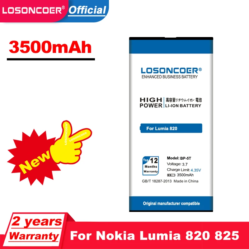 Аккумулятор LOSONCOER 3500 мА/ч аккумулятор BP5T для Nokia Lumia 820 820T Arrow 825 2 820T|battery for nokia|battery