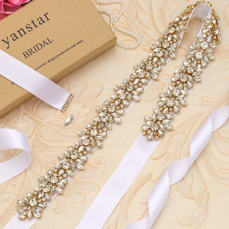 MissRDress Wedding Women Rhinestones Handmade Belt Wedding Evening Dress Belt Accessories Marriage Bridal Sashes Girlfriend Belt