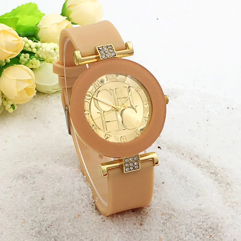 Специальное предложение дамские модные повседневные CHHC Rainstone Кварцевые часы Женские Кристальные силиконовые часы Chasy дешевые подарки на Рождество