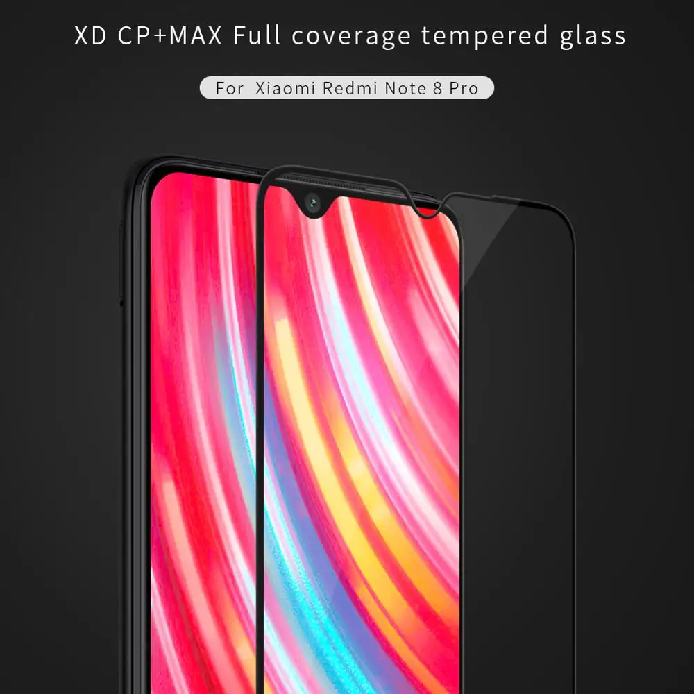 Изгиб тепла изогнутый полный охват для Xiaomi Redmi Note 8 Pro закаленное стекло Nillkin XD CP + MAX