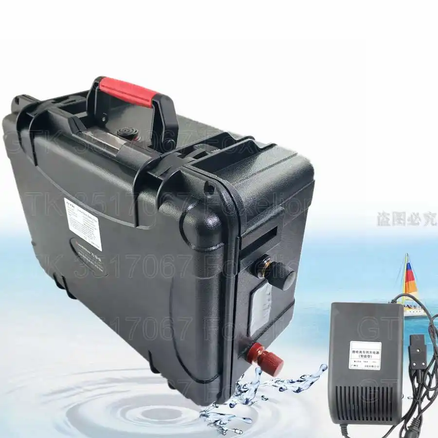 

Suitcase 48v 50Ah li ion battery pack waterproof case 100A BMS for 5000w EV motor rv bike power energy storage + 5A charger fast