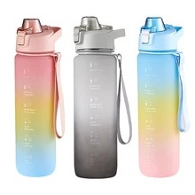 1000ml Plastic Water Bottle Leakproof Flip Lid Sports Bottle Portable BPA Free Drinking Bottle Outdoor Camping Gym School Office