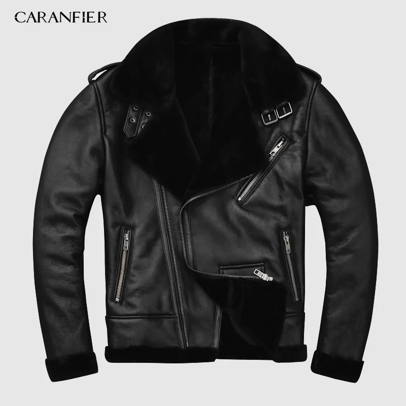 Оригинальная теплая зимняя мужская куртка CARANFIER 3XL из экологичной овечьей кожи с