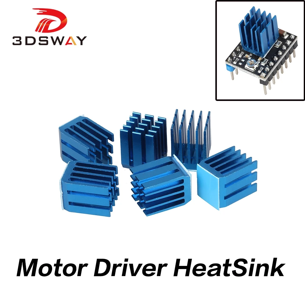 3DSWAY 4pcs/lot 3D Printer Parts Stepper Motor Driver Module Heat Sinks Cooling Block Heatsink for A4988 Drive 9*9*12mm Blue