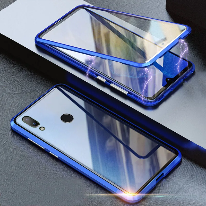 Магнитный чехол для xiaomi mi 9 t mi 9 t pro mi 9 9 t se 9se двухстороннее защитное стекло на xao mi redmi note 7 note7 pro металлический чехол - Color: blue