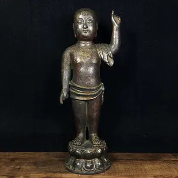 

Rare Old Ming Dynasty Collection Old Copper Prince Shakyamuni Buddha Decoration, Free shipping