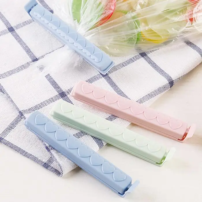 5pcs/set Plastic Keep Fresh Sealing Clips for Food Kitchen and Snack Bag Apricot/Blue/Green/Grey/Pink/White