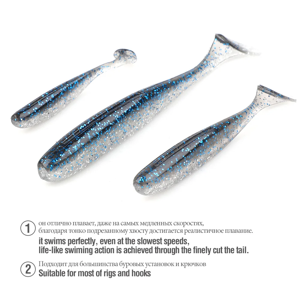 DONQL 1Pcs Fishing Lures 50mm 76mm 100mm Silicone Wobblers Artificial Soft Lures Carp Fishing Tackle T Tail worms Fish Baits Jig主图02 (1)