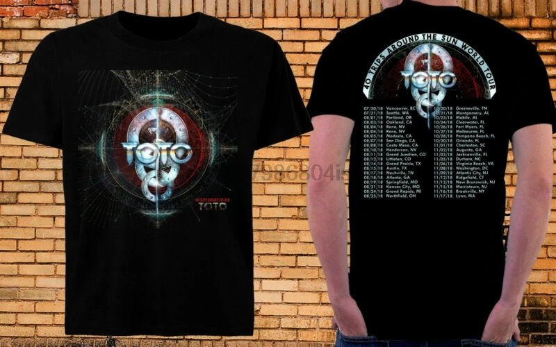 Новый дизайн футболки TOTO 40 путешествий по солнцу тур черный цвет Лучший товар |