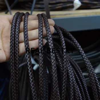 

5m/lot approx: 6mm dark brown braided round rope thickness For DIY Clothing Accessories Jewelry leather strands ropes cords
