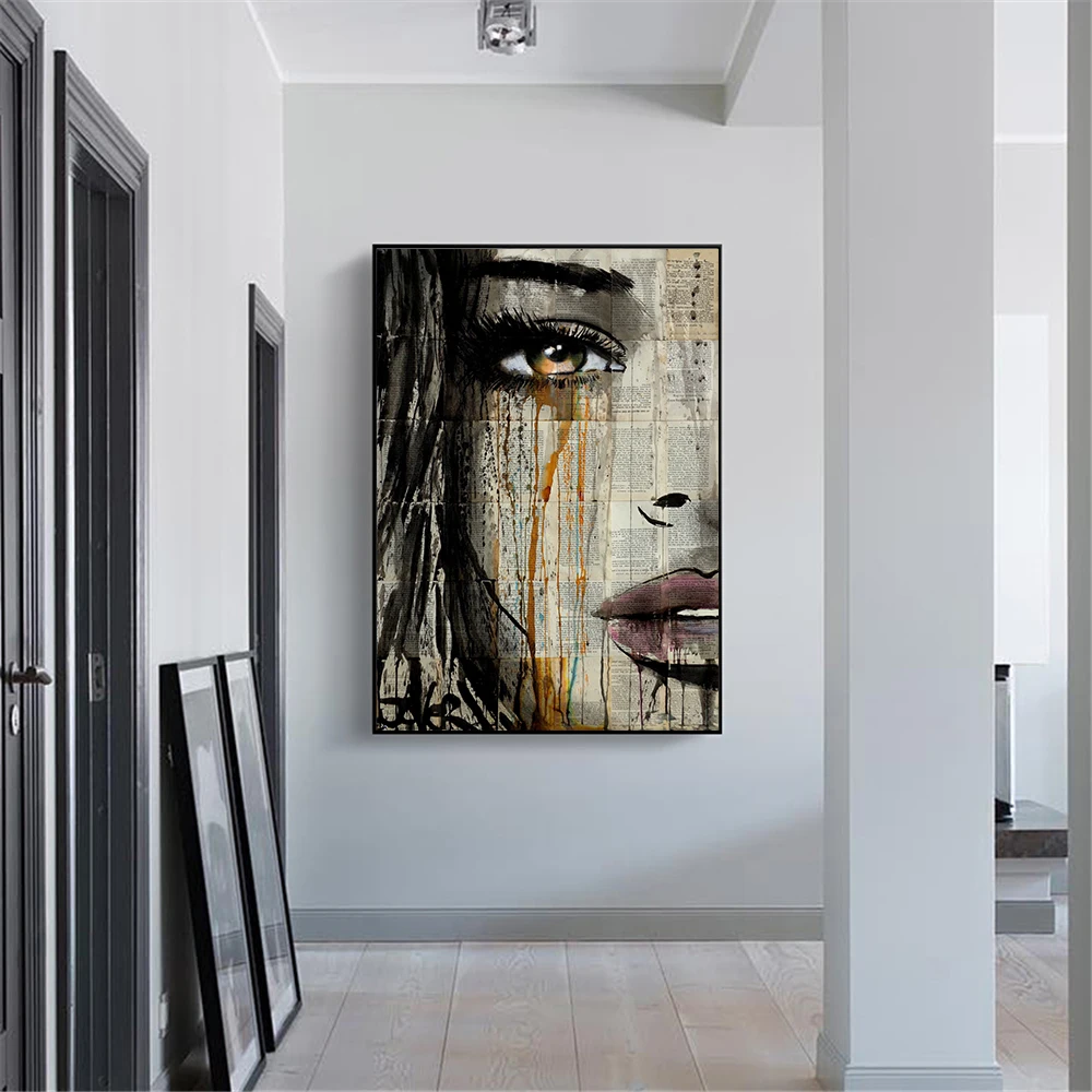 Graffiti Woman Face Canvas Painting Figure Printed Poster and Prints Wall Pictures For Woman Face Living Room Home Decorations