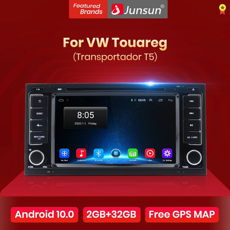 Автомагнитола Junsun на Android 10 0 мультимедийный плеер с GPS для Volkswagen VW Touareg Multivan 2002 2010