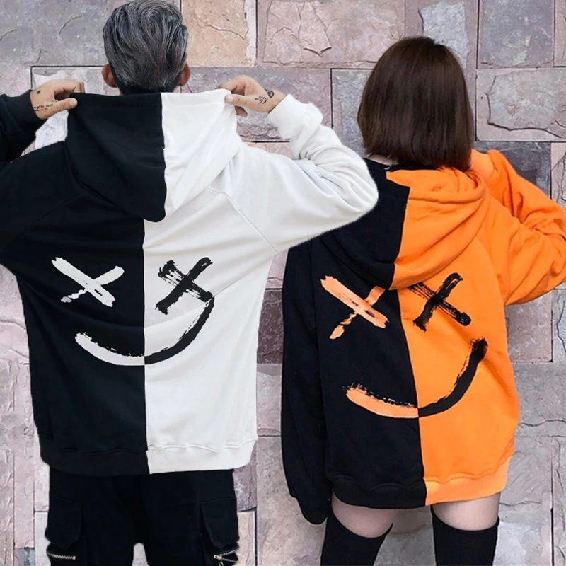 Happy Smiling Face Mens Hoodie 2020 Winter Hip Hop Oversized Sweatshirt Fashion Patchwork Hooded Pullover Couple Hoodies Tops Happy Smiling Face Mens Hoodie 2020 Winter Hip Hop Oversized Sweatshirt Fashion Patchwork Hooded Pullover Couple Hoodies Tops